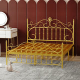 Glamorous Gold Metal Queen Open-Frame Bed with Headboard Image - 8