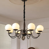 Glass Ball Black Large Adjustable Height Chandelier Image - 5