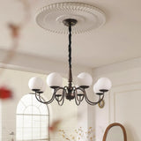 Glass Ball Black Large Adjustable Height Chandelier Image - 7