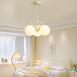 Glass Ball Crown White 3-Light Resin Kids Room Chandelier Image - 1