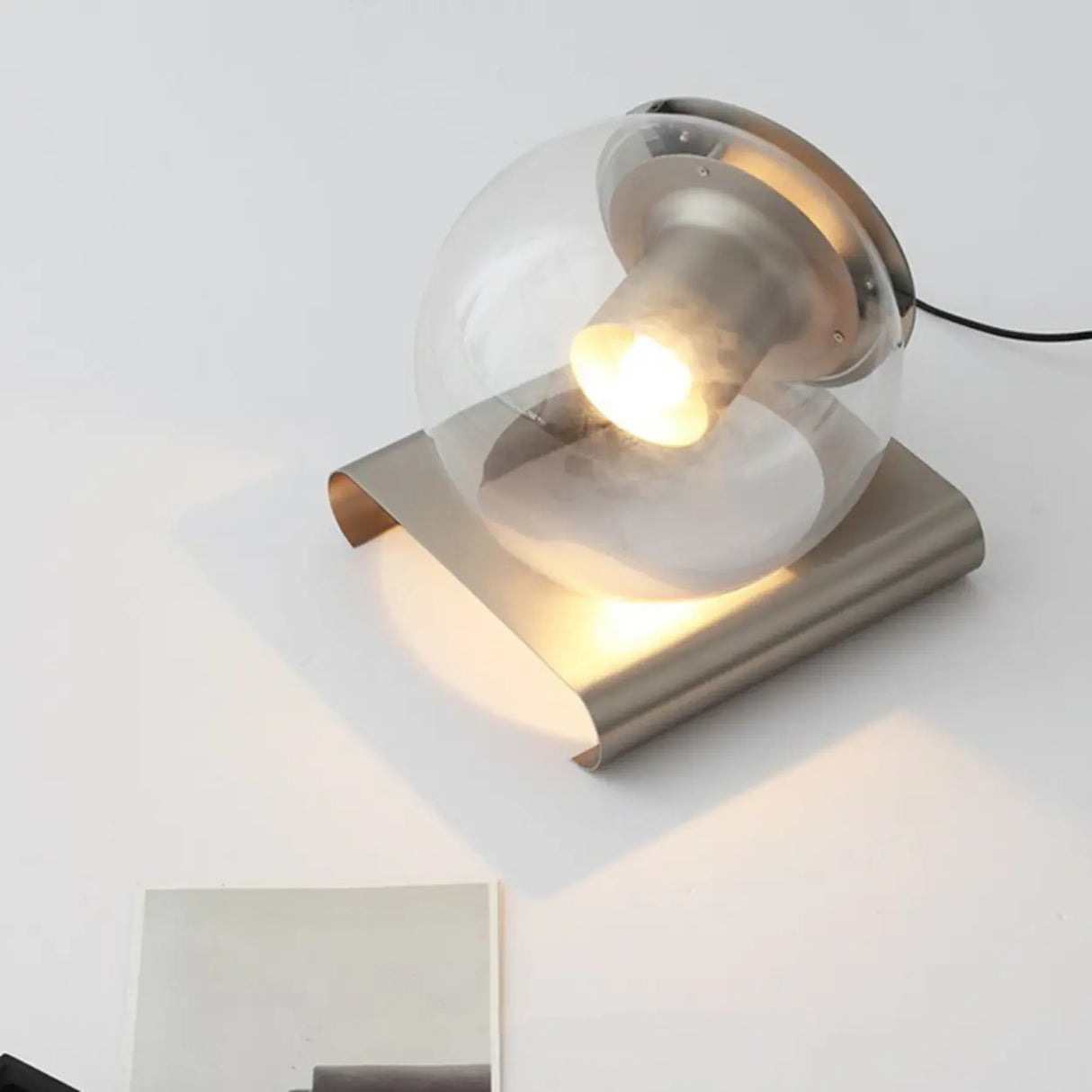 Glass Clear Globe LED Desk Lamp with Rocker Switch Image - 7