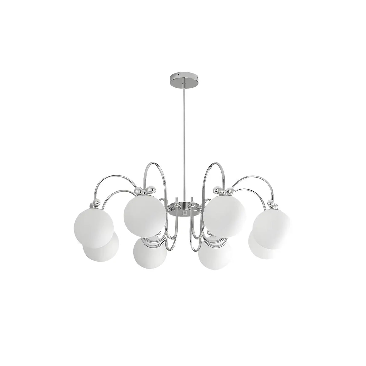 Glass Globe Silver Bow Modern White Chandelier Living Room Image - 10