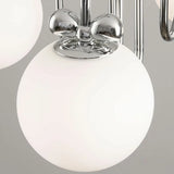 Glass Globe Silver Bow Modern White Chandelier Living Room Image - 17