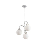 Glass Globe Silver Bow Modern White Chandelier Living Room Image - 2