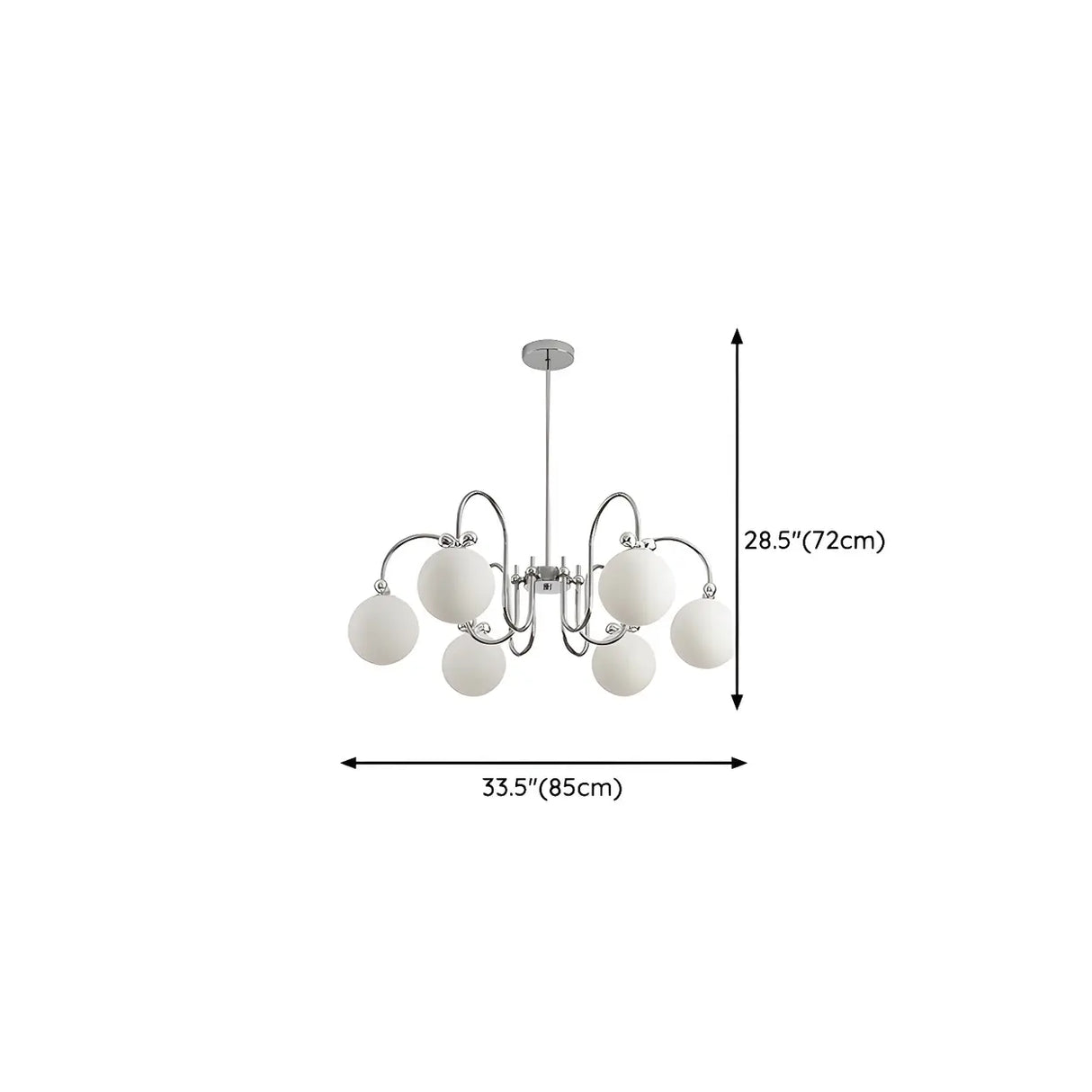 Glass Globe Silver Bow Modern White Chandelier Living Room Image - 22