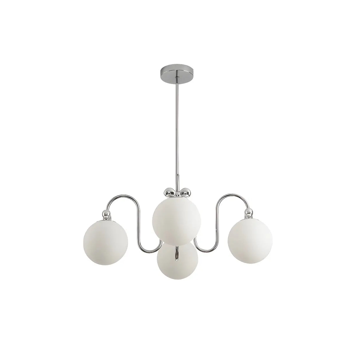 Glass Globe Silver Bow Modern White Chandelier Living Room Image - 3