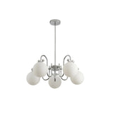 Glass Globe Silver Bow Modern White Chandelier Living Room Image - 5