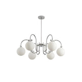 Glass Globe Silver Bow Modern White Chandelier Living Room Image - 8