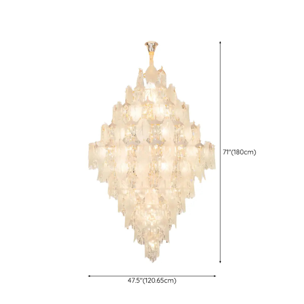 Glass Leaf Crystal Clear Tiered Large Foyer Chandelier 