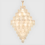 Glass Leaf Crystal Clear Tiered Large Foyer Chandelier Image - 5