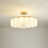 Glass Leaf Gold-White Semi-Flush Mount Ceiling Light Image - 14