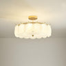 Glass Leaf Gold-White Semi-Flush Mount Ceiling Light Image - 14