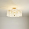 Glass Leaf Gold-White Semi-Flush Mount Ceiling Light Image - 20