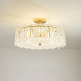 Glass Leaf Gold-White Semi-Flush Mount Ceiling Light Image - 22