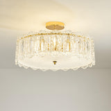 Glass Leaf Gold-White Semi-Flush Mount Ceiling Light Image - 23