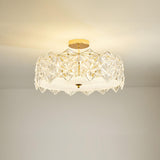 Glass Leaf Gold-White Semi-Flush Mount Ceiling Light Image - 25