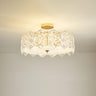 Glass Leaf Gold-White Semi-Flush Mount Ceiling Light Image - 25