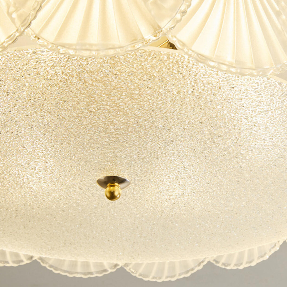 Glass Leaf Gold-White Semi-Flush Mount Ceiling Light Image - 26