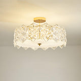 Glass Leaf Gold-White Semi-Flush Mount Ceiling Light Image - 27