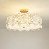 Glass Leaf Gold-White Semi-Flush Mount Ceiling Light Image - 29