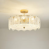 Glass Leaf Gold-White Semi-Flush Mount Ceiling Light Image - 32