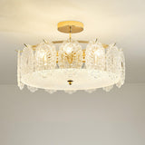 Glass Leaf Gold-White Semi-Flush Mount Ceiling Light Image - 33