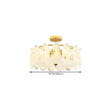 Glass Leaf Gold-White Semi-Flush Mount Ceiling Light #size