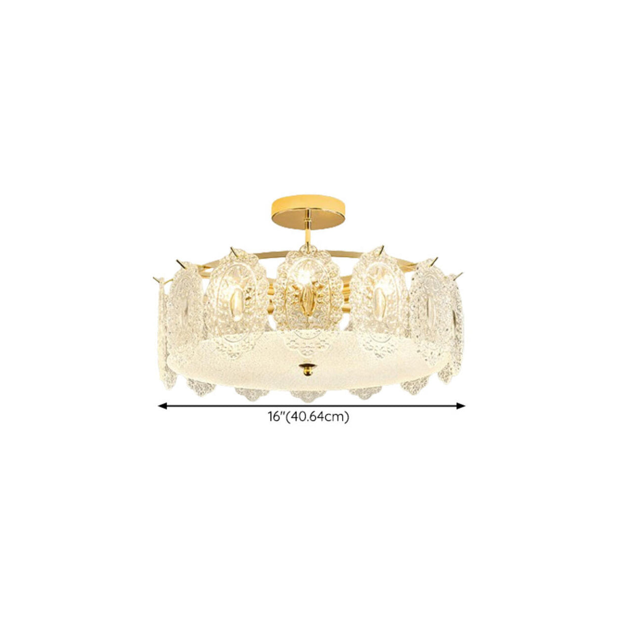 Glass Leaf Gold-White Semi-Flush Mount Ceiling Light Image - 35