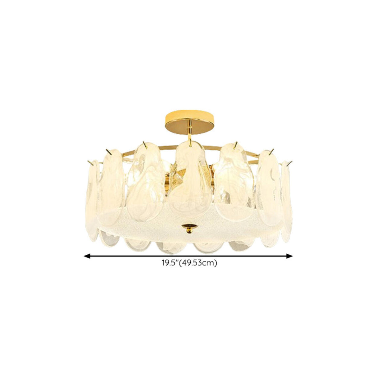 Glass Leaf Gold-White Semi-Flush Mount Ceiling Light Image - 36