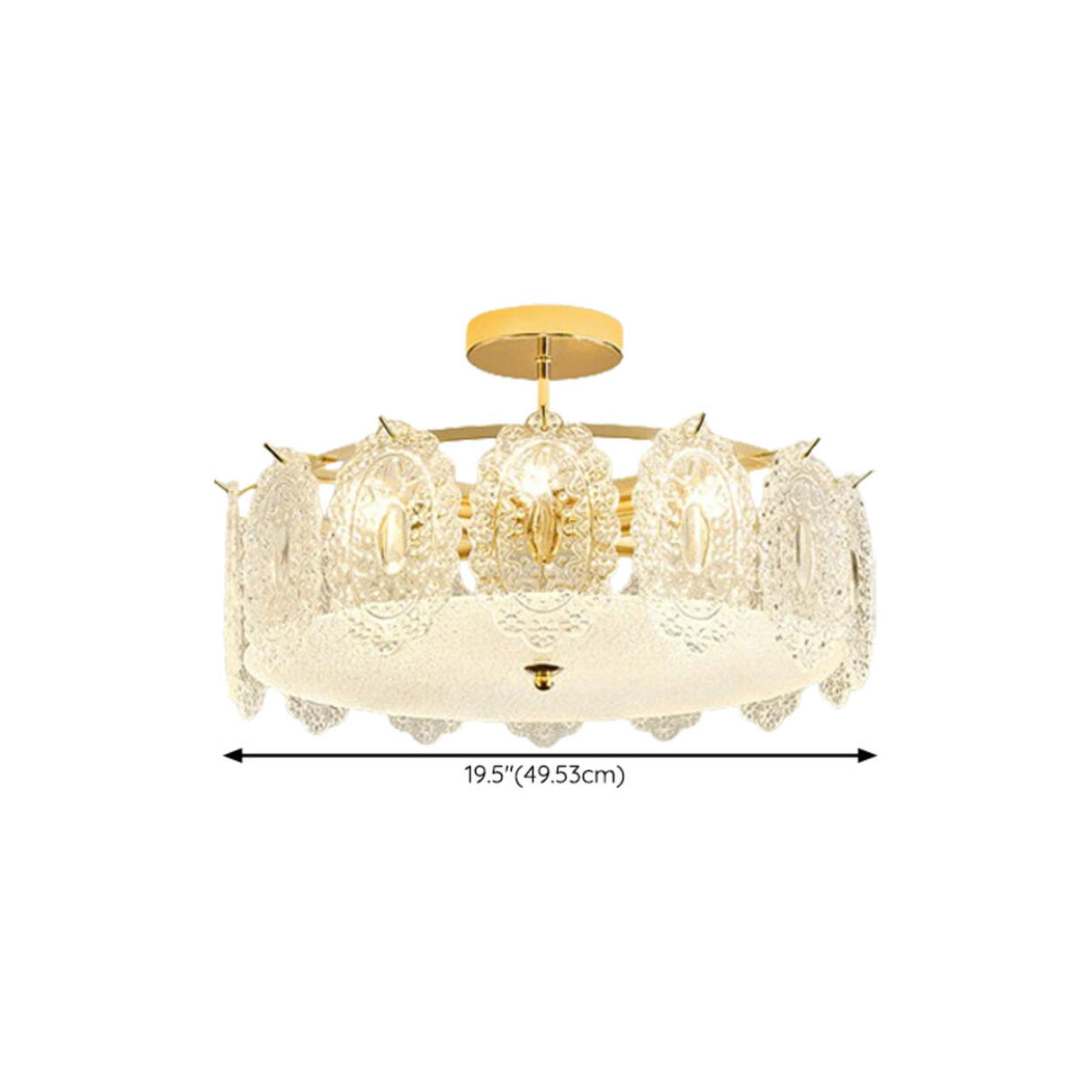 Glass Leaf Gold-White Semi-Flush Mount Ceiling Light Image - 37