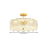 Glass Leaf Gold-White Semi-Flush Mount Ceiling Light Image - 37