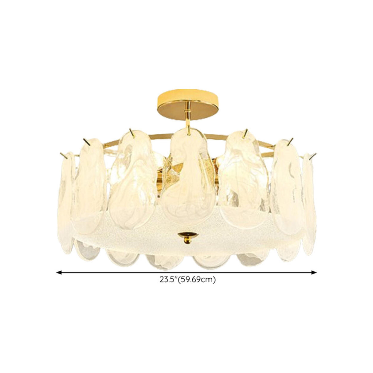 Glass Leaf Gold-White Semi-Flush Mount Ceiling Light Image - 38