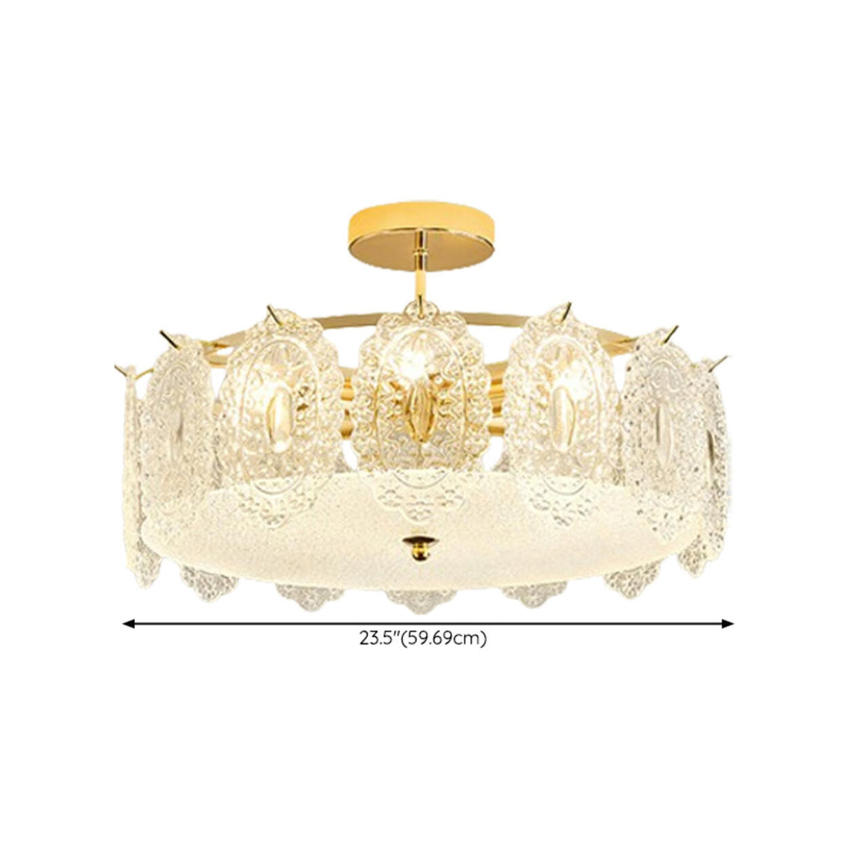 Glass Leaf Gold-White Semi-Flush Mount Ceiling Light Image - 39