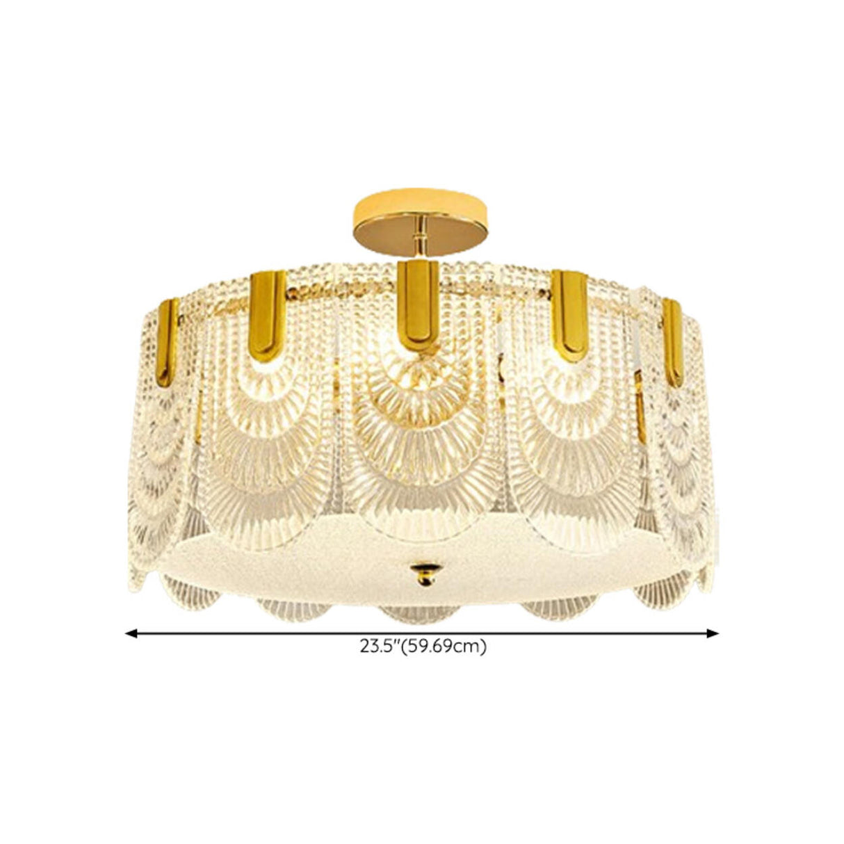 Glass Leaf Gold-White Semi-Flush Mount Ceiling Light Image - 44