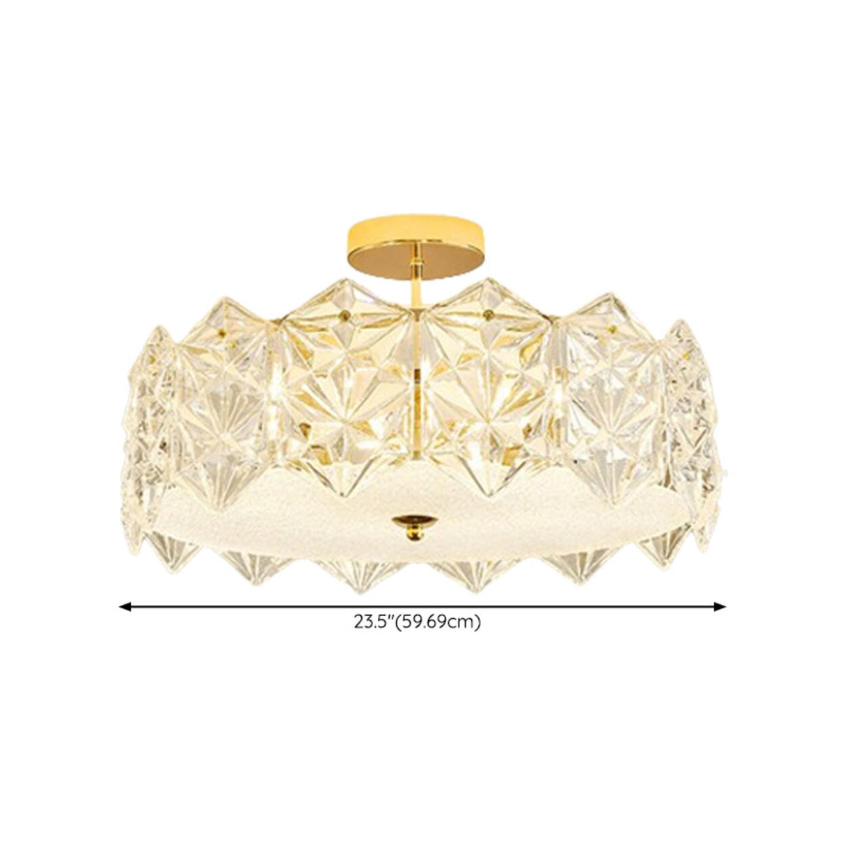 Glass Leaf Gold-White Semi-Flush Mount Ceiling Light Image - 45