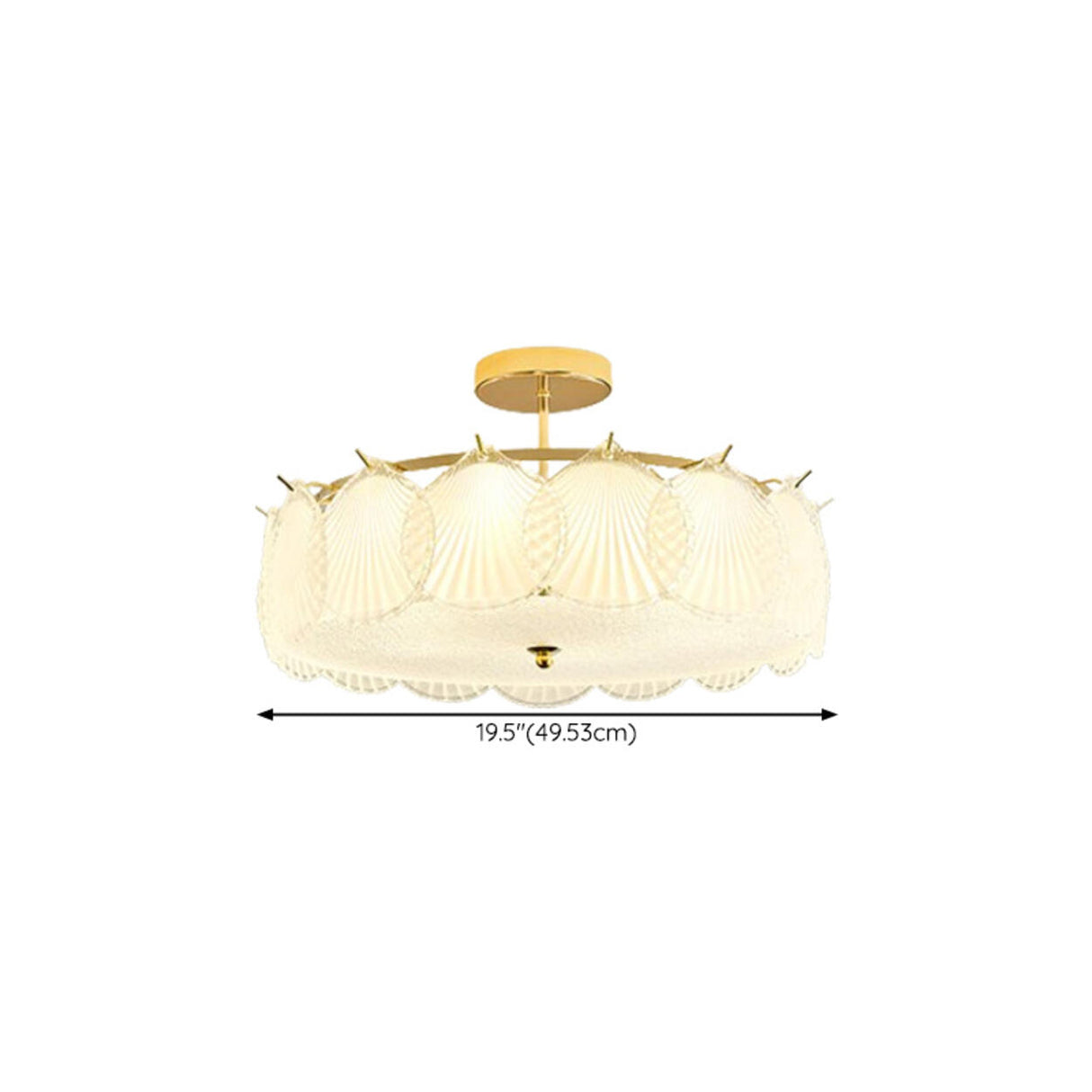 Glass Leaf Gold-White Semi-Flush Mount Ceiling Light Image - 47