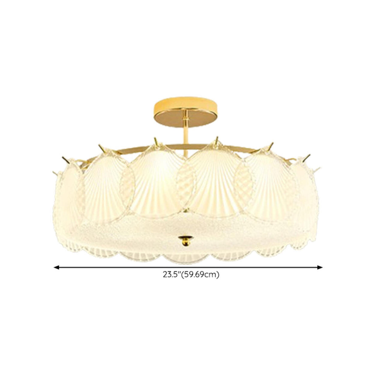 Glass Leaf Gold-White Semi-Flush Mount Ceiling Light Image - 48