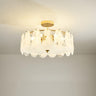 Glass Leaf Gold-White Semi-Flush Mount Ceiling Light Image - 7