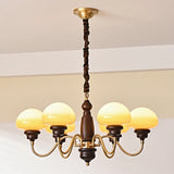 Glass Mushroom Curve Arm Beige Living Room Chandelier Image - 1