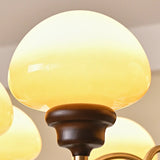 Glass Mushroom Curve Arm Beige Living Room Chandelier Image - 13