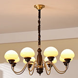 Glass Mushroom Curve Arm Beige Living Room Chandelier Image - 5