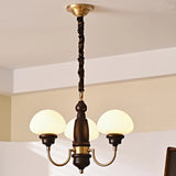 Glass Mushroom Curve Arm Beige Living Room Chandelier Image - 7