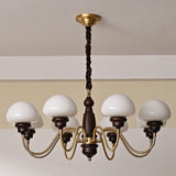 Glass Mushroom Curve Arm Beige Living Room Chandelier Image - 8