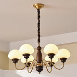 Glass Mushroom Curve Arm Beige Living Room Chandelier Image - 9