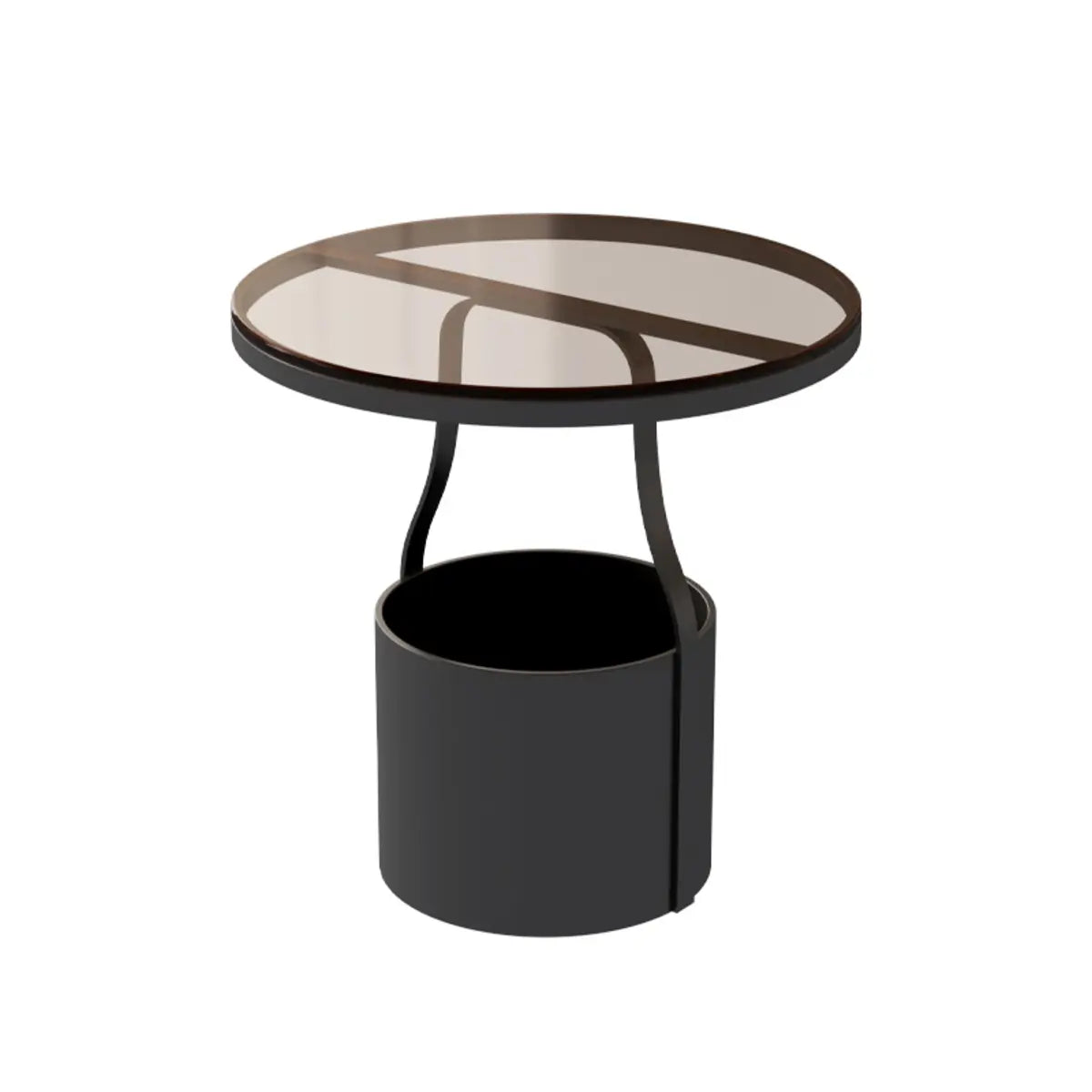 Glass Round Storage Iron Pedestal Standard Coffee Table Image - 10