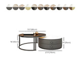 Glass Stone Nesting Round Coffee Table with Drawers #size