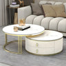 Glass Stone Nesting Round Coffee Table with Drawers Image - 3