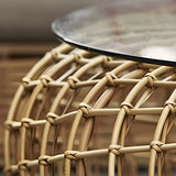 Glass Top Gold Wicker Rattan Outdoor Coffee Table Image - 12