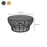 Glass Top Gold Wicker Rattan Outdoor Coffee Table #size