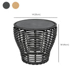 Glass Top Gold Wicker Rattan Outdoor Coffee Table Image - 17